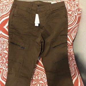 WHBM Tan Skinny Jeans w/zippers.